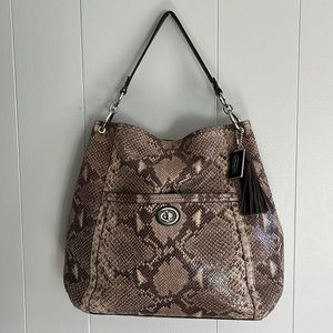 Pre-owned Coach Large Hobo Snake Print Leather Handbag Style No. G1393-F24383